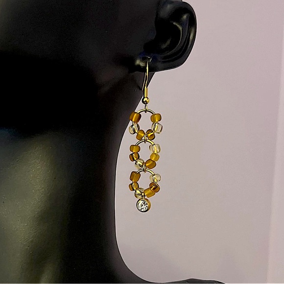 Austrian Glass Bead Necklace & Earring Set 18k Gold - Picture 3 of 5